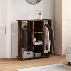 vidaXL Wardrobe with Wheels Hall Clothes Organiser Smoked Oak Engineered Wood