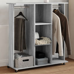 vidaXL Wardrobe with Wheels Hall Clothes Organiser Grey Sonoma Engineered Wood