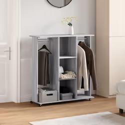 vidaXL Wardrobe with Wheels Hall Clothes Organiser Grey Sonoma Engineered Wood