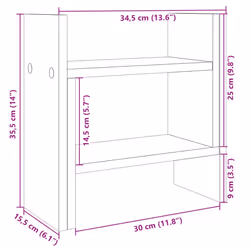 vidaXL Desk Organiser Office File Tray Organiser Grey Sonoma Engineered wood - white, 34.5 x 15.5 x 35.5 cm