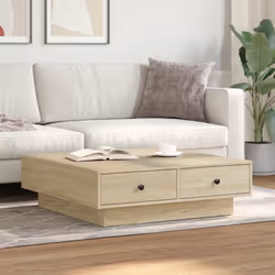 vidaXL Coffee Table Hallway Tea End Table Accent Sofa Table Engineered Wood - sonoma oak, 90 x 90 x 28 cm - Additional view 2