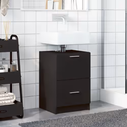 vidaXL Sink Cabinet Vanity Unit Storage Unit Cupboard Black Engineered Wood - Additional view 2