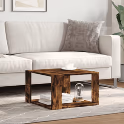 vidaXL Coffee Table Hallway Side Table Desk Accent End Table Engineered Wood - smoked oak, 51.5 x 51.5 x 30 cm - Additional view 2