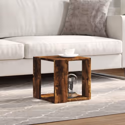 vidaXL Coffee Table Hallway Side Table Desk Accent End Table Engineered Wood - smoked oak, 32 x 32 x 30 cm - Additional view 2