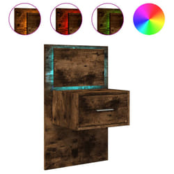vidaXL Wall-mounted Bedside Cabinet with LED Lights Bed Table Bed Cabinet - smoked oak, 1 pcs