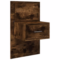 vidaXL Wall-mounted Bedside Cabinet with LED Lights Bed Table Bed Cabinet - smoked oak, 1 pcs