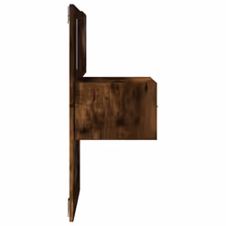 vidaXL Wall-mounted Bedside Cabinet with LED Lights Bed Table Bed Cabinet - smoked oak, 1 pcs - Additional view 6