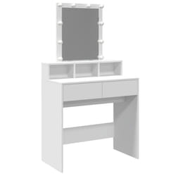 vidaXL Dressing Table with LED Cosmetic Table Vanity Makeup Table Sonoma Oak - white
