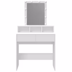 vidaXL Dressing Table with LED Cosmetic Table Vanity Makeup Table Sonoma Oak - white - Additional view 4