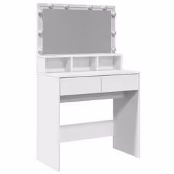 vidaXL Dressing Table with LED Cosmetic Table Vanity Makeup Table Smoked Oak - white