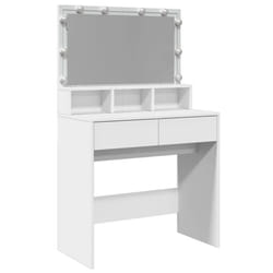 vidaXL Dressing Table with LED Cosmetic Table Vanity Makeup Table Smoked Oak - white