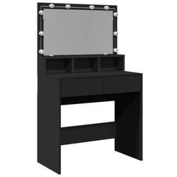 vidaXL Dressing Table with LED Cosmetic Table Vanity Makeup Table Smoked Oak - black