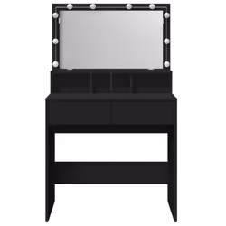 vidaXL Dressing Table with LED Cosmetic Table Vanity Makeup Table Smoked Oak - black - Additional view 4