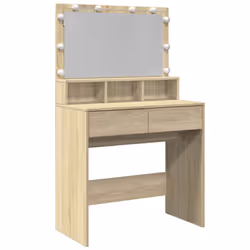 vidaXL Dressing Table with LED Cosmetic Table Vanity Makeup Table Smoked Oak - sonoma oak