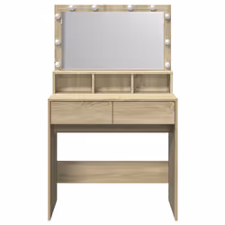 vidaXL Dressing Table with LED Cosmetic Table Vanity Makeup Table Smoked Oak - sonoma oak - Additional view 4