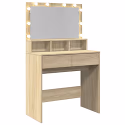 vidaXL Dressing Table with LED Cosmetic Table Vanity Makeup Table Smoked Oak - sonoma oak - Additional view 7