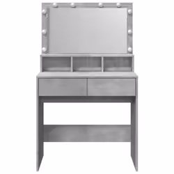 vidaXL Dressing Table with LED Cosmetic Table Vanity Makeup Table Smoked Oak - concrete grey - Additional view 4