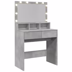 vidaXL Dressing Table with LED Cosmetic Table Vanity Makeup Table Smoked Oak - concrete grey - Additional view 7