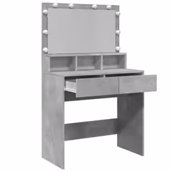 vidaXL Dressing Table with LED Cosmetic Table Vanity Makeup Table Smoked Oak - concrete grey - Additional view 8
