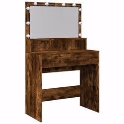 vidaXL Dressing Table with LED Cosmetic Table Vanity Makeup Table Smoked Oak - smoked oak