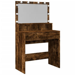 vidaXL Dressing Table with LED Cosmetic Table Vanity Makeup Table Smoked Oak - smoked oak