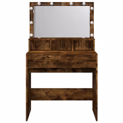 vidaXL Dressing Table with LED Cosmetic Table Vanity Makeup Table Smoked Oak - smoked oak - Additional view 4