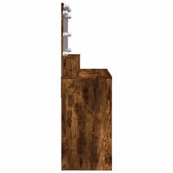vidaXL Dressing Table with LED Cosmetic Table Vanity Makeup Table Smoked Oak - smoked oak - Additional view 5