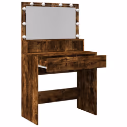 vidaXL Dressing Table with LED Cosmetic Table Vanity Makeup Table Smoked Oak - smoked oak - Additional view 8