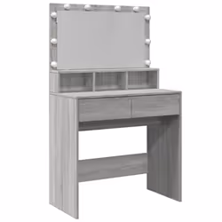 vidaXL Dressing Table with LED Cosmetic Table Vanity Makeup Table Smoked Oak - grey sonoma