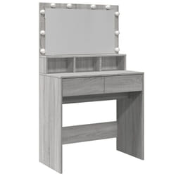 vidaXL Dressing Table with LED Cosmetic Table Vanity Makeup Table Smoked Oak - grey sonoma