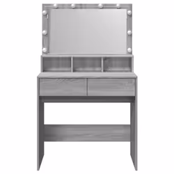 vidaXL Dressing Table with LED Cosmetic Table Vanity Makeup Table Smoked Oak - grey sonoma - Additional view 4