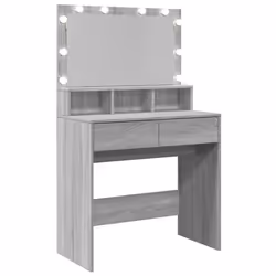 vidaXL Dressing Table with LED Cosmetic Table Vanity Makeup Table Smoked Oak - grey sonoma - Additional view 7