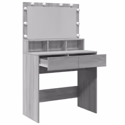 vidaXL Dressing Table with LED Cosmetic Table Vanity Makeup Table Smoked Oak - grey sonoma - Additional view 8