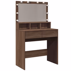 vidaXL Dressing Table with LED Cosmetic Table Vanity Makeup Table Smoked Oak - brown oak