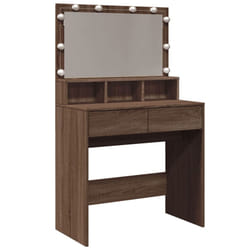 vidaXL Dressing Table with LED Cosmetic Table Vanity Makeup Table Smoked Oak - brown oak