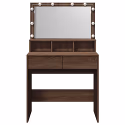 vidaXL Dressing Table with LED Cosmetic Table Vanity Makeup Table Smoked Oak - brown oak - Additional view 4