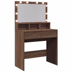 vidaXL Dressing Table with LED Cosmetic Table Vanity Makeup Table Smoked Oak - brown oak - Additional view 7