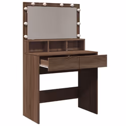 vidaXL Dressing Table with LED Cosmetic Table Vanity Makeup Table Smoked Oak - brown oak - Additional view 8