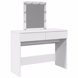 vidaXL Dressing Table with LED Cosmetic Table Vanity Makeup Table Smoked Oak - white