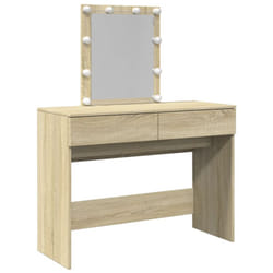 vidaXL Dressing Table with LED Cosmetic Table Vanity Makeup Table Smoked Oak - sonoma oak