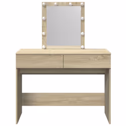 vidaXL Dressing Table with LED Cosmetic Table Vanity Makeup Table Smoked Oak - sonoma oak - Additional view 4