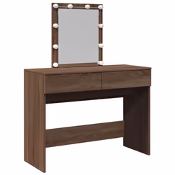 vidaXL Dressing Table with LED Cosmetic Table Vanity Makeup Table Smoked Oak - brown oak