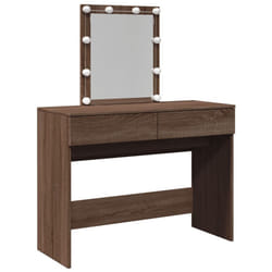 vidaXL Dressing Table with LED Cosmetic Table Vanity Makeup Table Smoked Oak - brown oak