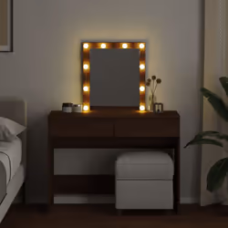 vidaXL Dressing Table with LED Cosmetic Table Vanity Makeup Table Smoked Oak - brown oak