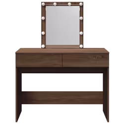 vidaXL Dressing Table with LED Cosmetic Table Vanity Makeup Table Smoked Oak - brown oak - Additional view 4