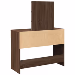 vidaXL Dressing Table with LED Cosmetic Table Vanity Makeup Table Smoked Oak - brown oak - Additional view 6