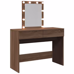 vidaXL Dressing Table with LED Cosmetic Table Vanity Makeup Table Smoked Oak - brown oak - Additional view 7
