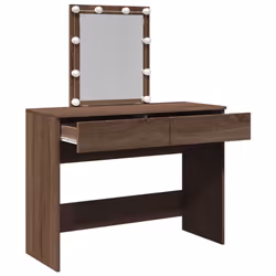 vidaXL Dressing Table with LED Cosmetic Table Vanity Makeup Table Smoked Oak - brown oak - Additional view 8