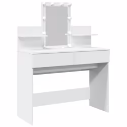 vidaXL Dressing Table with LED Cosmetic Table Vanity Makeup Table Grey Sonoma - white