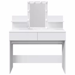 vidaXL Dressing Table with LED Cosmetic Table Vanity Makeup Table Grey Sonoma - white - Additional view 4